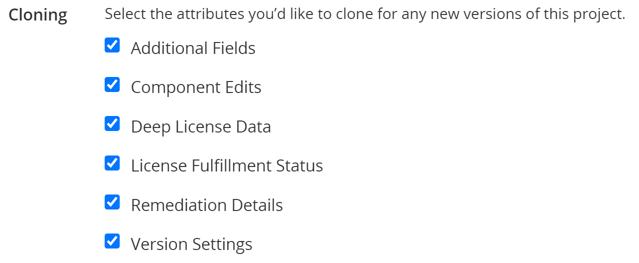 Cloning Project Version Attributes