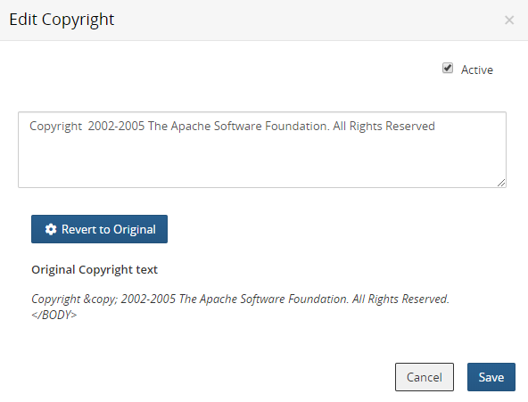 Edit Copyright dialog box