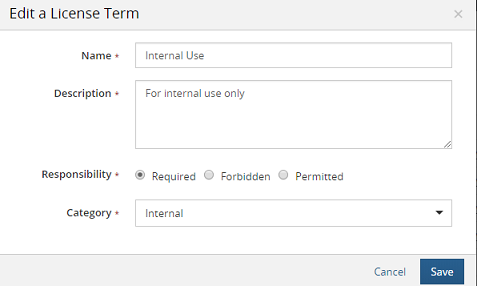 Edit a License Term dialog box