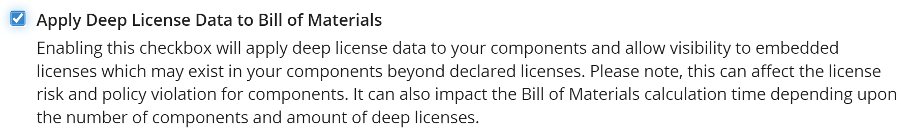 Apply Deep License Data to Bill of Materials